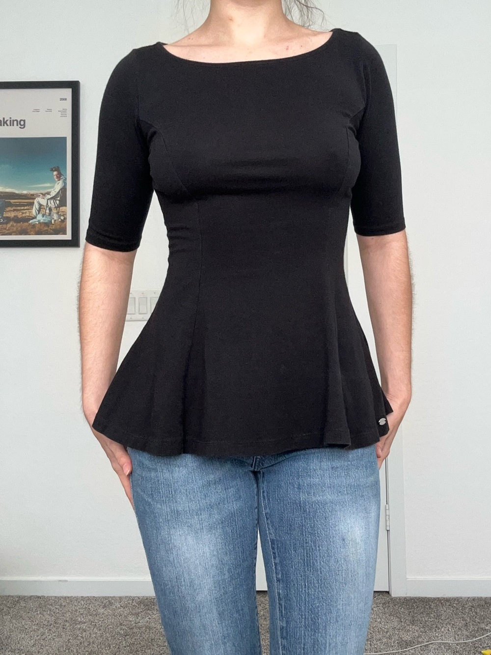 Guess Boatneck Peplum Top